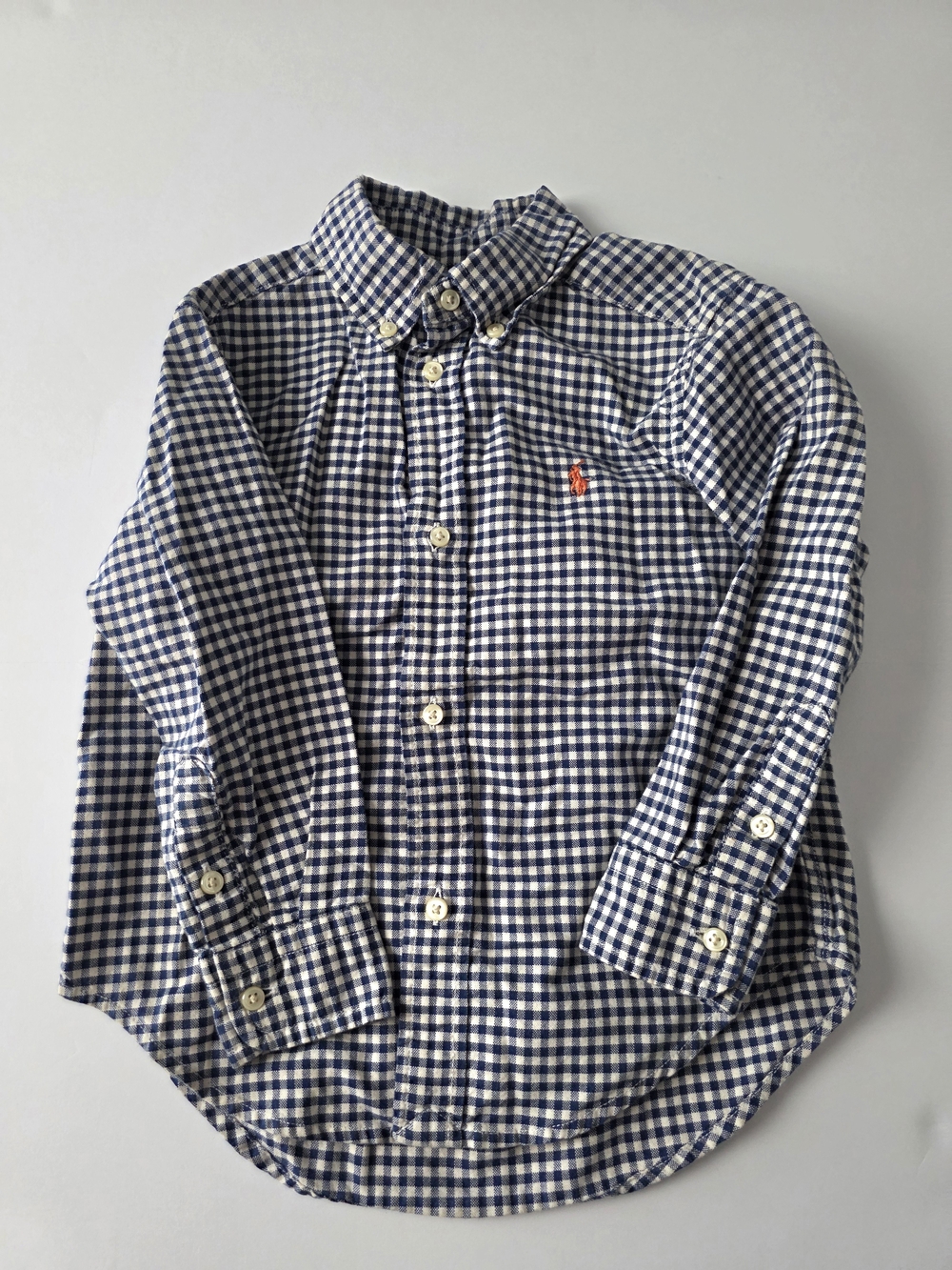 Ralph Lauren Navy & White Gingham Button-Down Shirt - Kids 3T